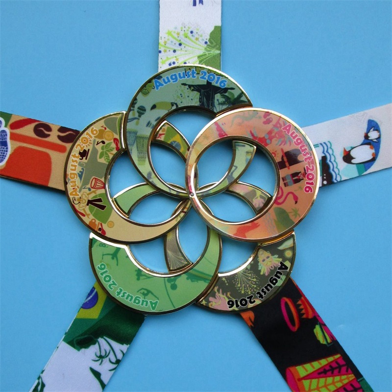 Ribbon Neck Medal Custom Design Printing Metal Combination Medals Souvenir