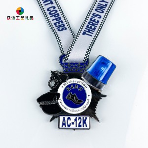 Unikt design Custom Logo LED Sport Medallion Metal 3D emalje medaljer til souvenir