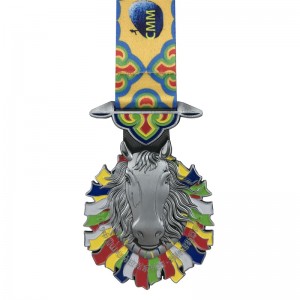 Specialdesign Antik sølvbelagt 4D -sportsmedaljer og båndmindesmedalje medaljer