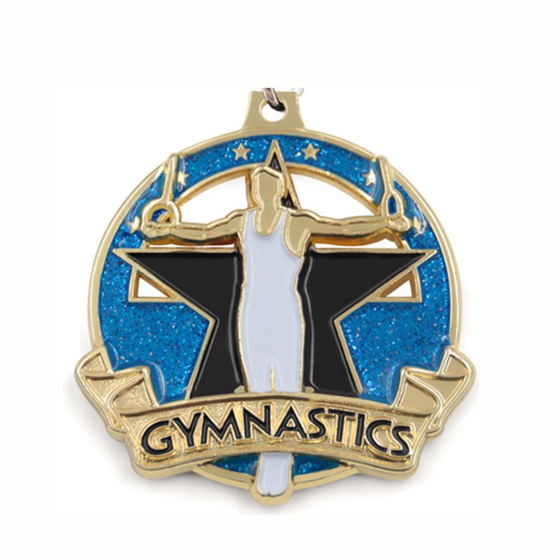Brugerdefinerede medaljer Emalje 18k Goldbelagt firkantet rektangel medaljon Pendel Medal Gymnastik