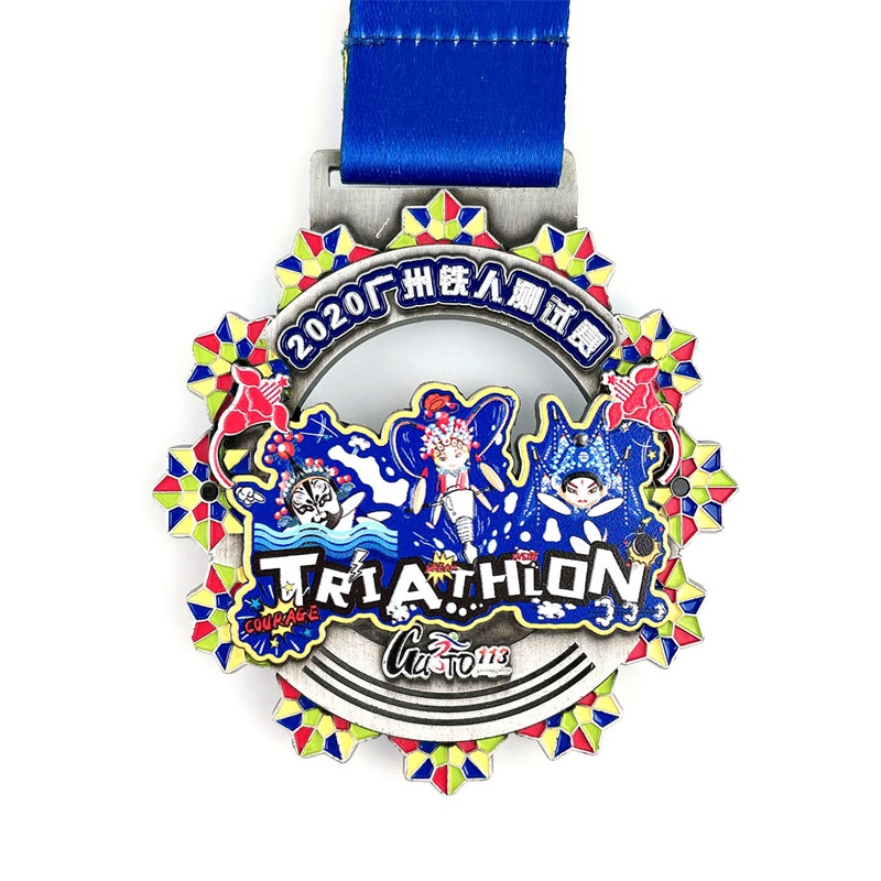 Brugerdefineret metal indgraveret cool sport emalje medalje triathlon medaljer 3D
