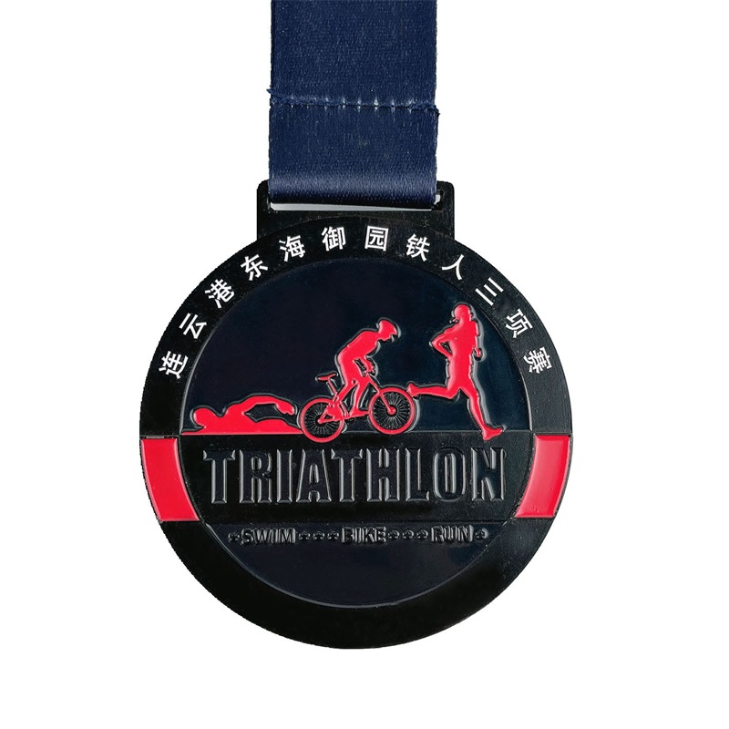 Brugerdefineret metal indgraveret cool sport emalje medalje triathlon medaljer 3D