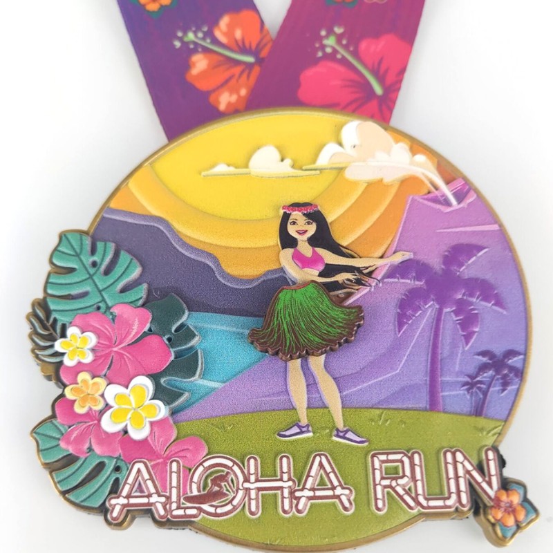 Custom Race Medals Classic Aloha Run Medals 3D Printed Marathon Medals Fun Run Medals Finisher Medals